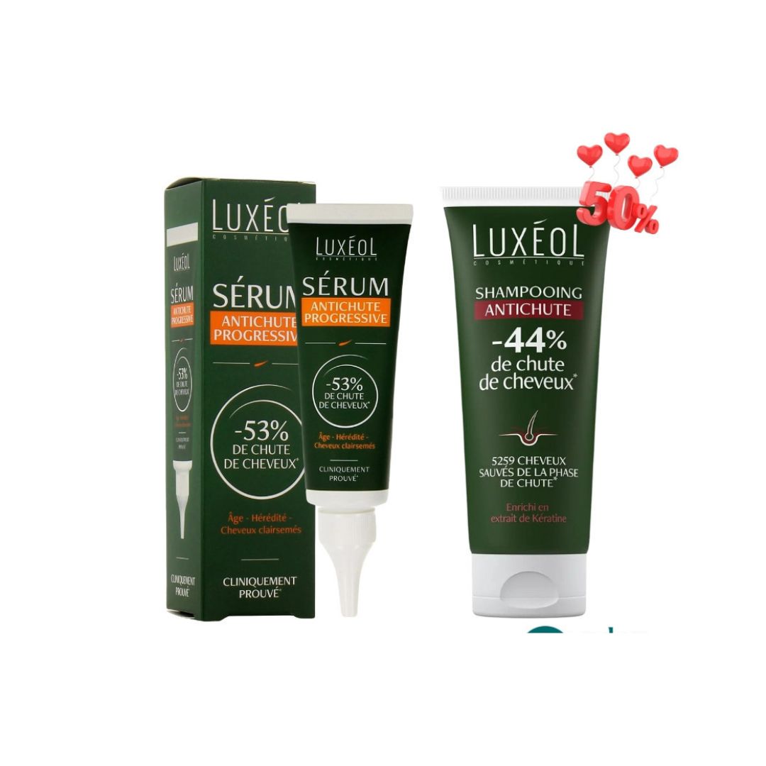 LUXEOL COFFRET SHMAPOING ANTI CHUTTE PROGRESSIVE  + SERUM ANTI CHUTTE