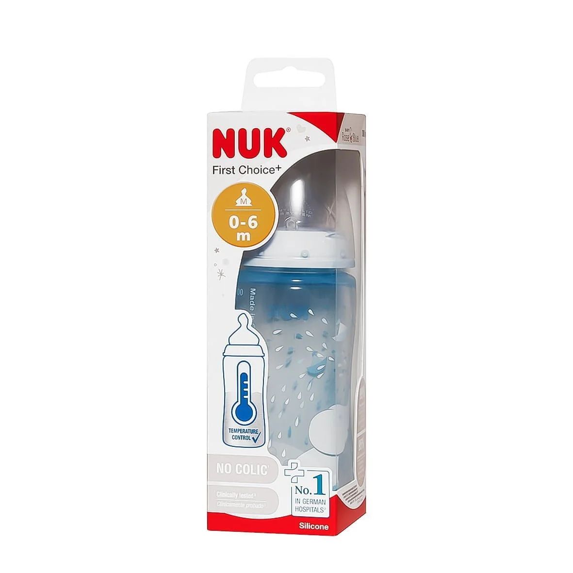 NUK BIBERON FIRST CHOICE + NO COLIC TEMPERATURE 300ML