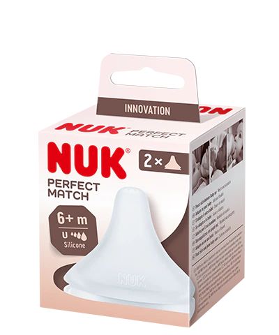NUK 2 TETINE PERFECT MATCH T1 U EN SILICONE 6 M +