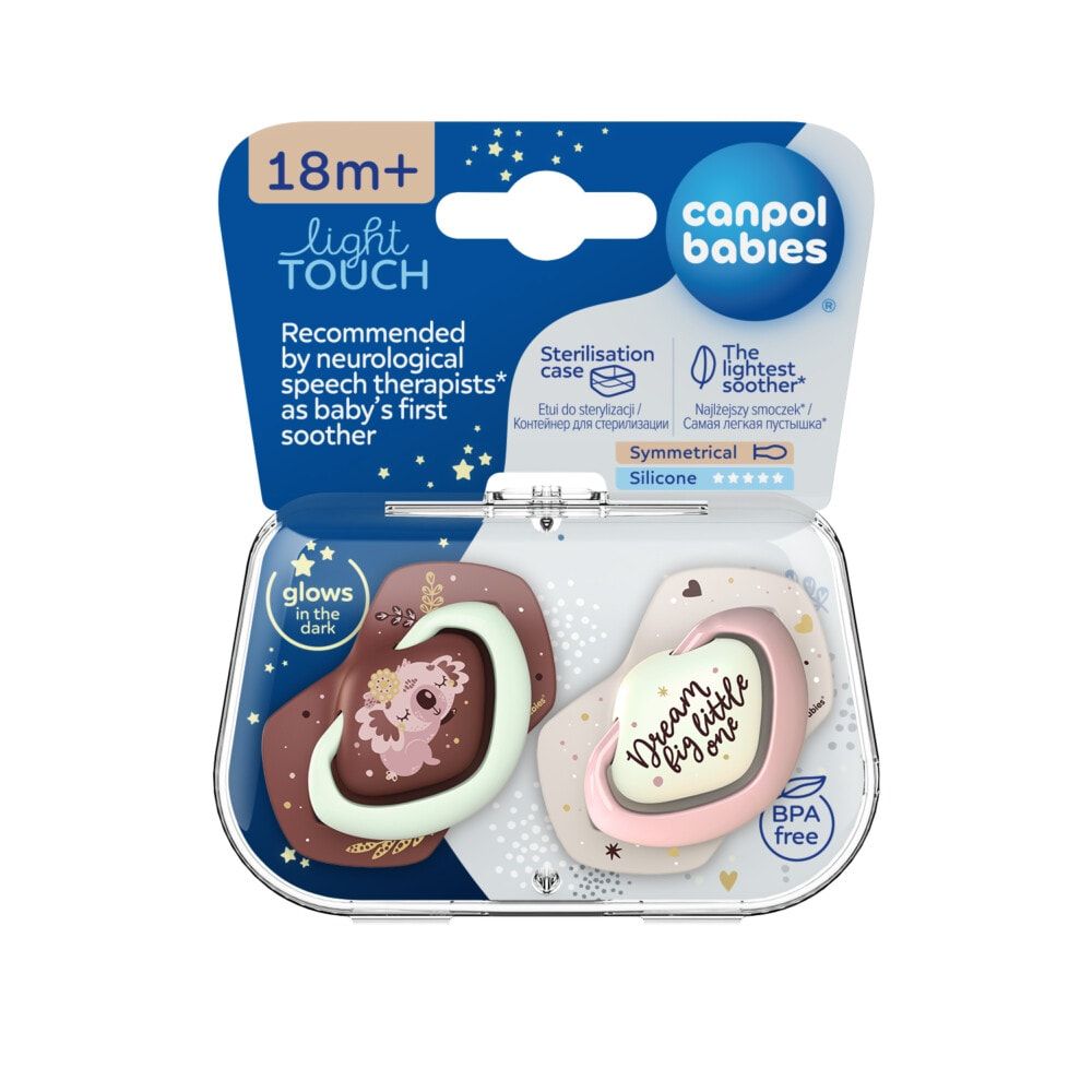 CANPOL BABIES 2 Sucettes Symetrique 18M+ SLEEPY KOALA Rose - 22/660