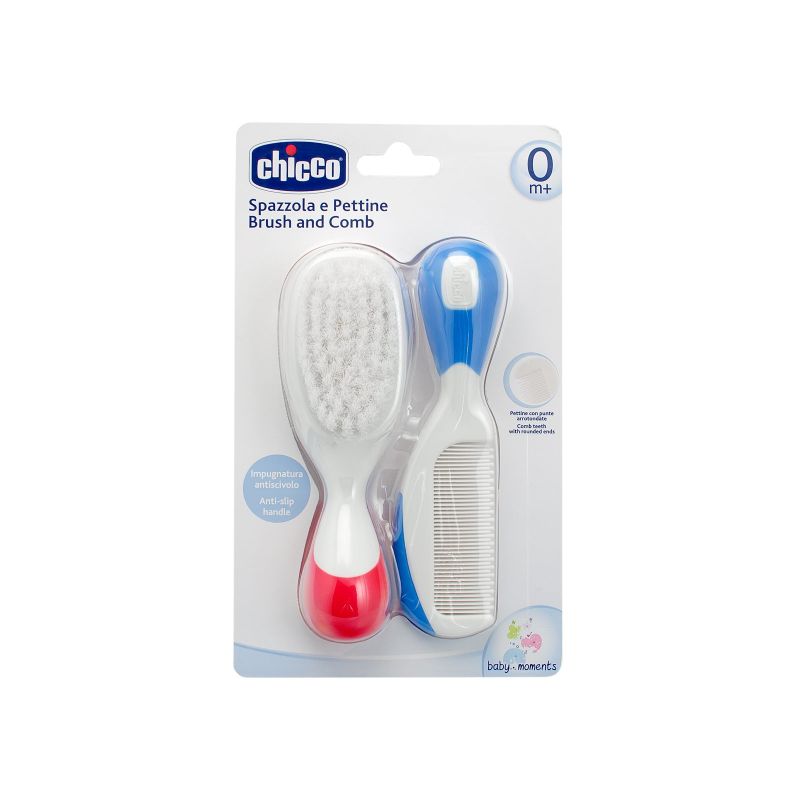 CHICCO BROSSE + PEIGNE ROUGE BLEU 0M+