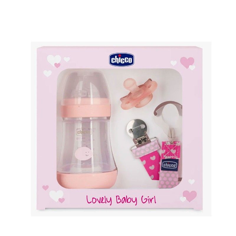 CHICCO COFFRET PERFECT ROSE BIBERON SUCETTE ATTACHE