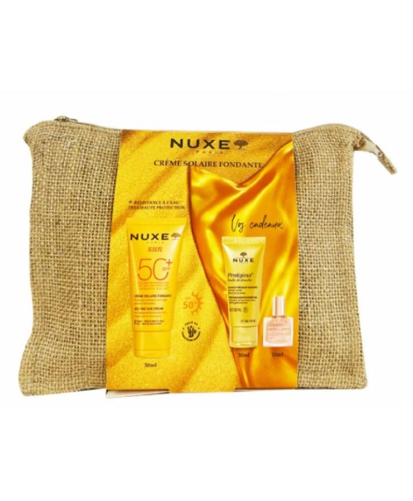 NUXE COFFRET TROUSSE CREME FONDANTE VISAGE SPF 50 50ML+ HUILE PRODIGIEUSE DE DOUCHE 30 ML