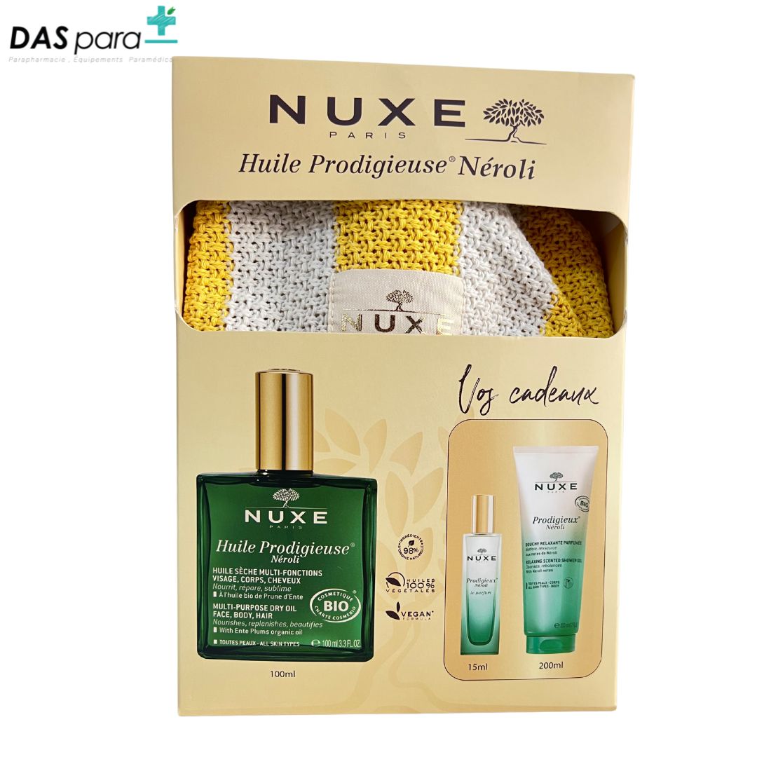 NUXE HUILE PRODIGIEUSE NEROLI 100ML+SAC+GELLE NEROLI 200ML+ MINI PARFUM NEROLI 15 ML